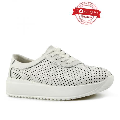 Γυναικεία παπούτσια casual λευκό χρώμα με πλατφόρμα 0146031 