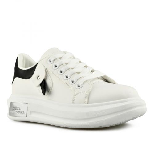 Γυναικεία λευκά sneakers με πλατφόρμα 0145725