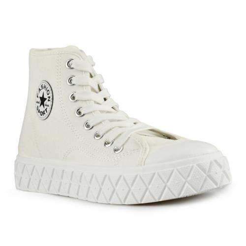 Γυναικεία sneakers λευκά με πλατφόρμα 0146120