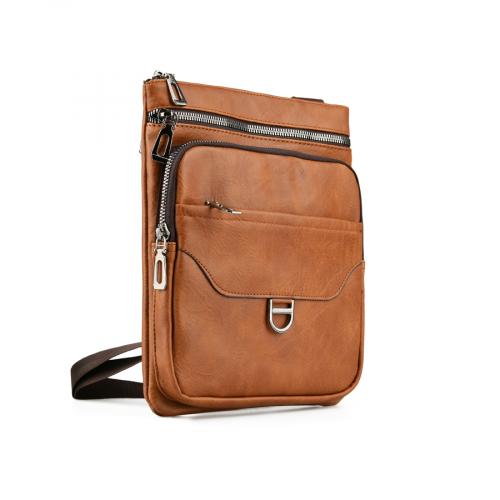 ανδρική casual τσάντα σε καφέ χρώμα 0150398