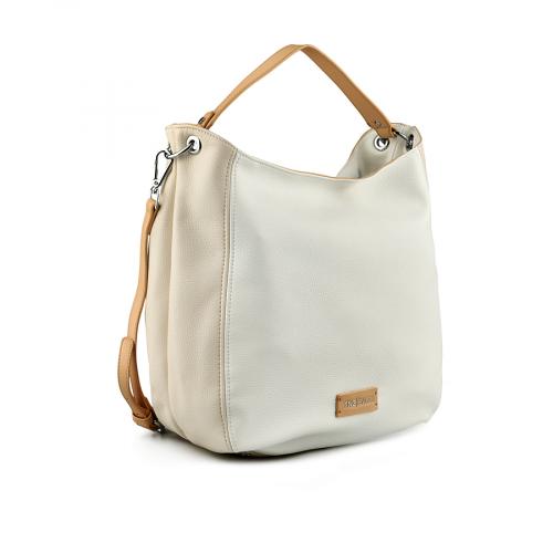 Γυναικεία καθημερινή τσάντα σε μπεζ και άσπρο χρώμα