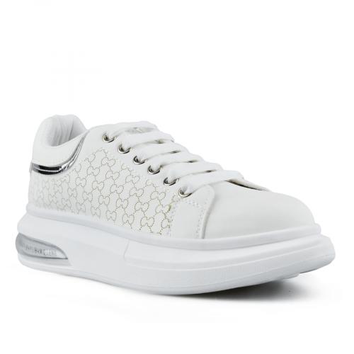 γυναικεία sneakers λευκά με πλατφόρμα 0148663