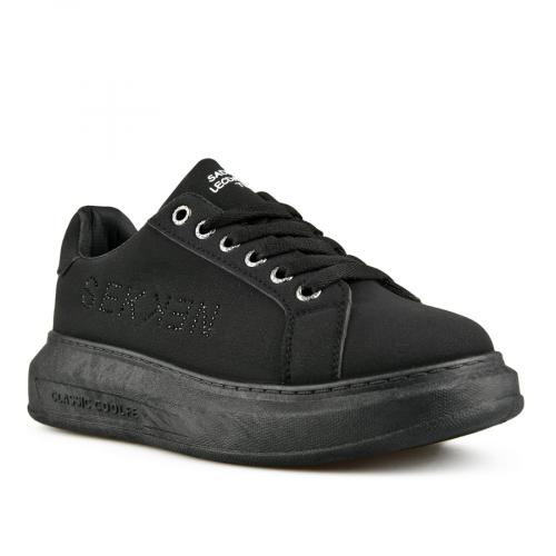 γυναικεία sneakers μαύρα με πλατφόρμα 0151360