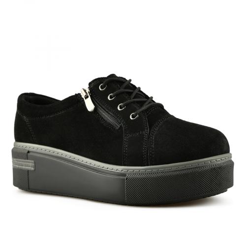 Γυναικεία casual παπούτσια μαύρο χρώμα με πλατφόρμα 0147135 