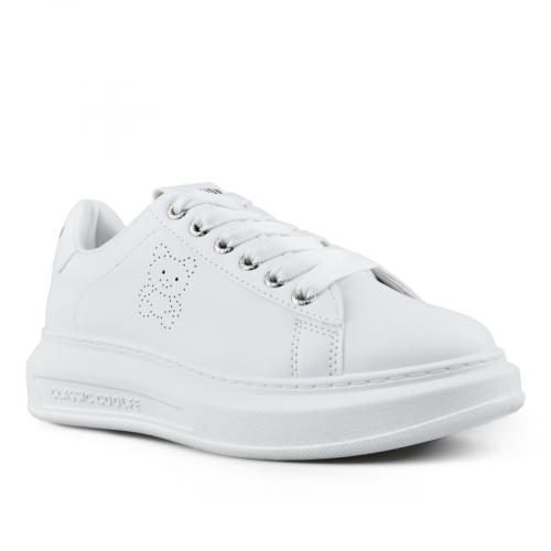 Γυναικεία παπούτσια λευκά casual με πλατφόρμα 0148665