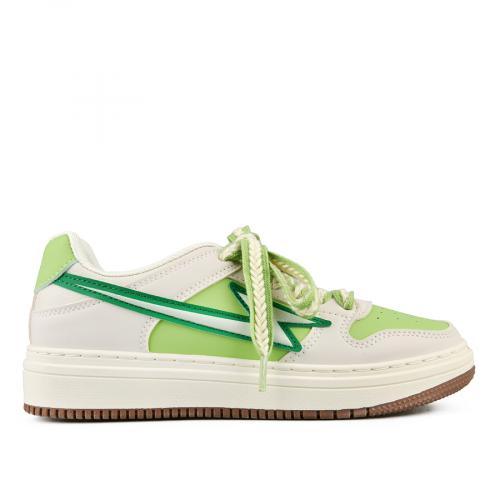 Γυναίκεια καθημερινά παπούτσια σε μπεζ και πράσινο χρώμα με πλατφόρμα