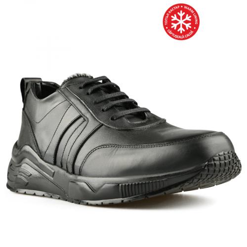 Ανδρικά casual μαύρα παπούτσια με ζεστή επένδυση 0147280