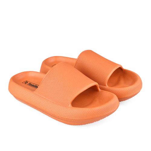 Papuci casual de damă, de culoare portocaliu