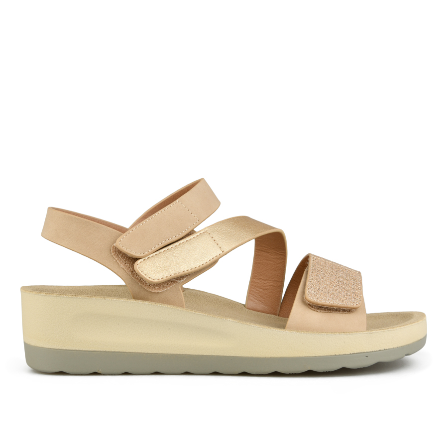 дамски сандали еко кожа бежови