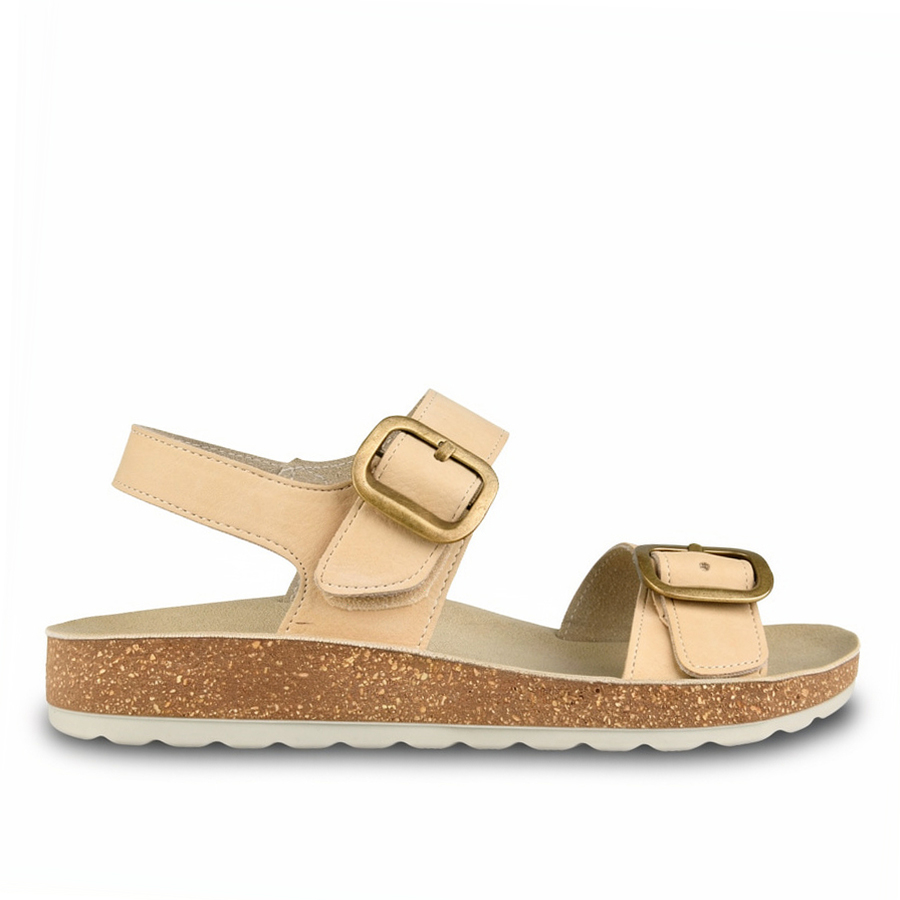 дамски сандали еко кожа бежови