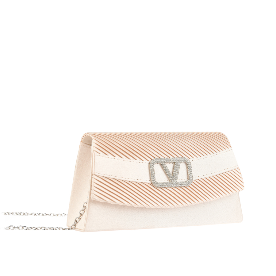 дамски клъч текстил бежов