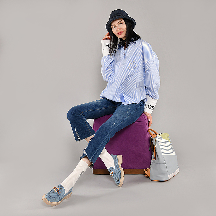 pantofi damă textil albastru 4
