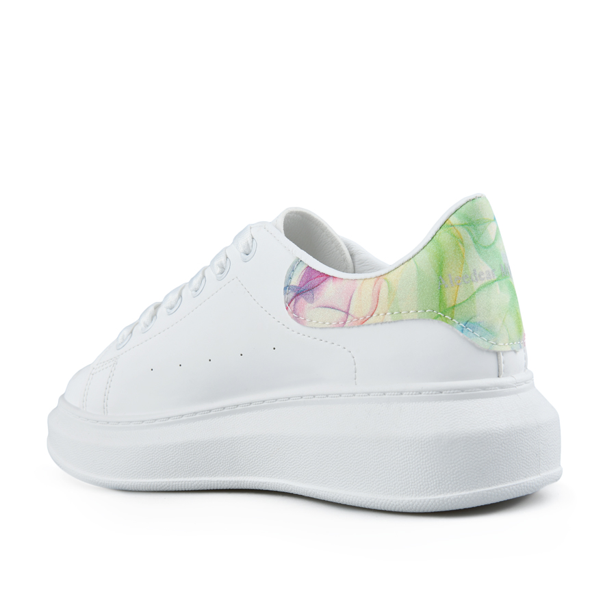 pantofi damă piele ecologică alb/multicolor 2