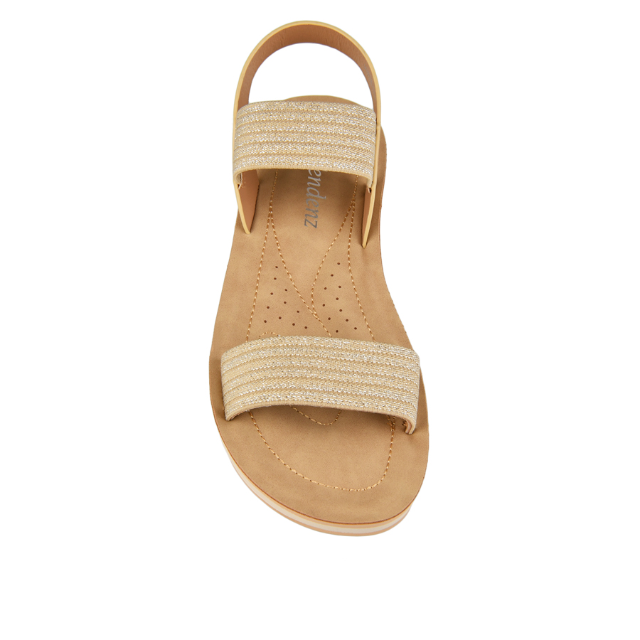 sandale damă piele ecologică/textil bej 2